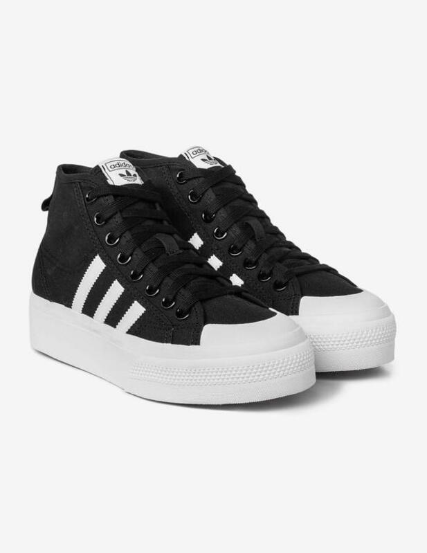 Adidas Niza Zapatillas de Lona Plataforma Negro para Mu
