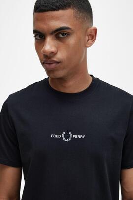 Camiseta Fred Perry Bordada en Negro para Hombre