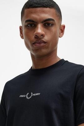 Camiseta Fred Perry Bordada en Negro para Hombre