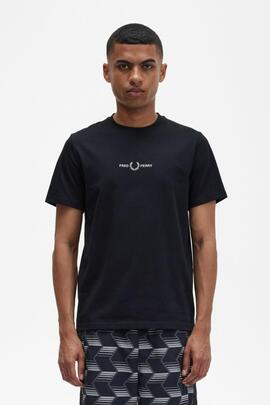 Camiseta Fred Perry Bordada en Negro para Hombre