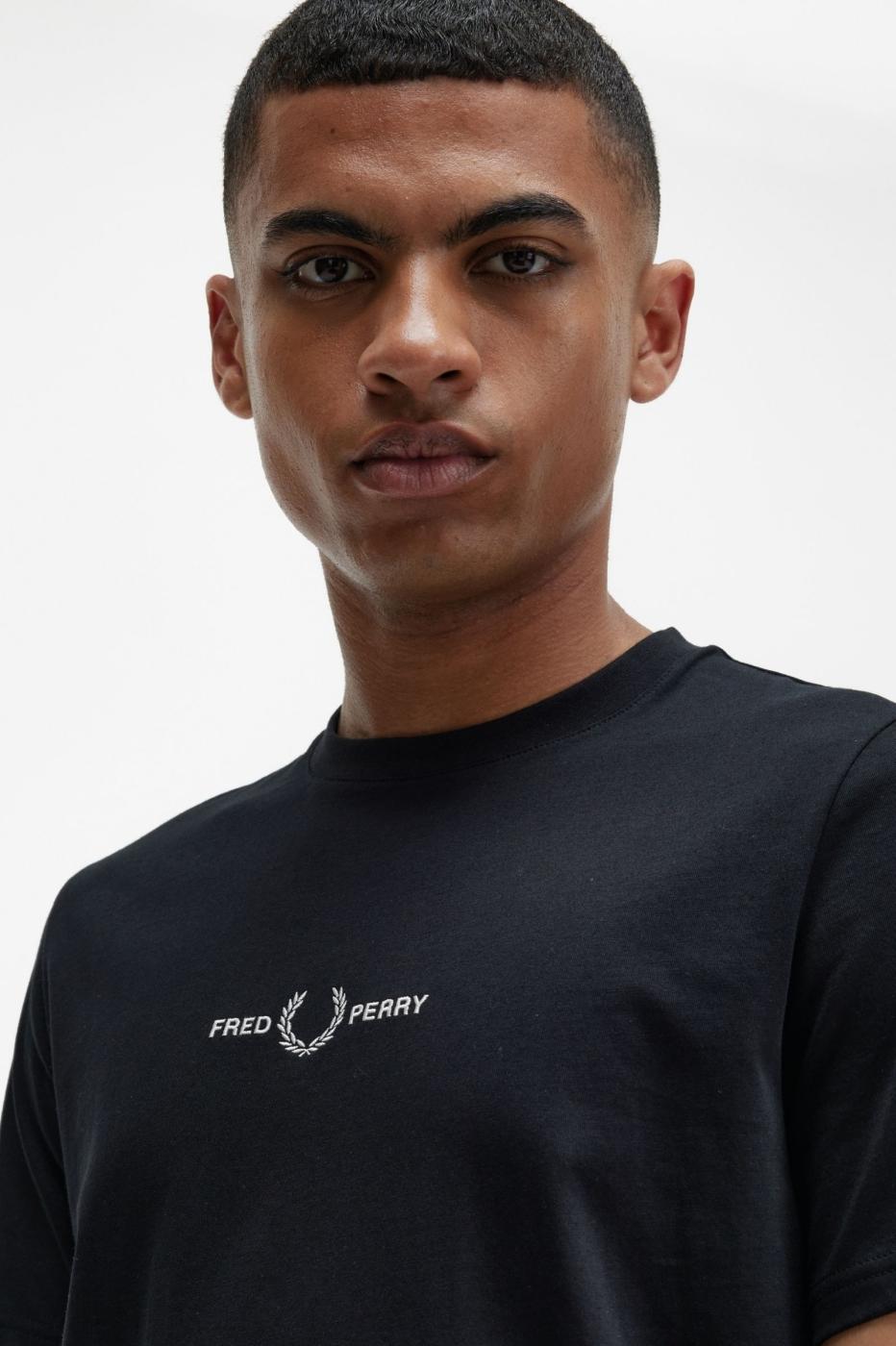 Camiseta Fred Perry Bordada en Blanco para Hombre