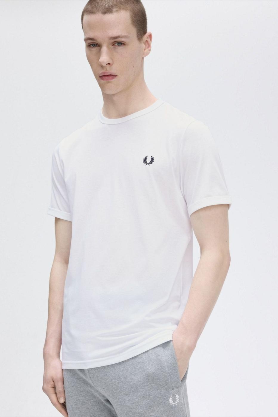 Camiseta Fred Perry Ringer en Blanco para Hombre
