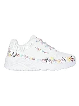 Zapatilla Skechers Uno Lite-Heart Craze en Blanco Niños
