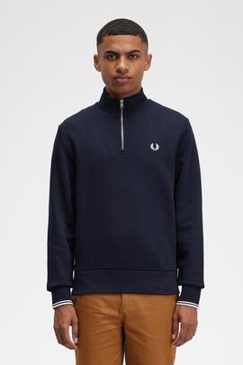 Jersey Media Cremallera Fred Perry en Marino para Hombre