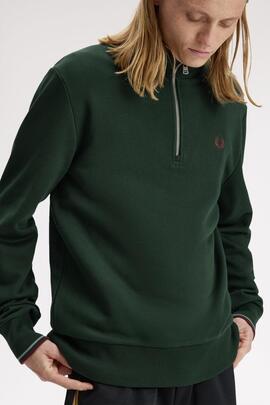 Jersey Media Cremallera Fred Pery Verde para Hombre