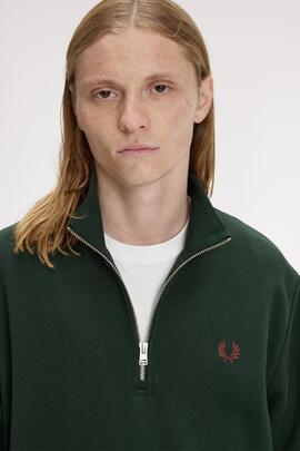 Jersey Media Cremallera Fred Pery Verde para Hombre
